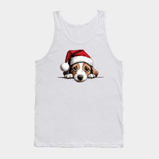 Christmas Peeking Puppy Tank Top